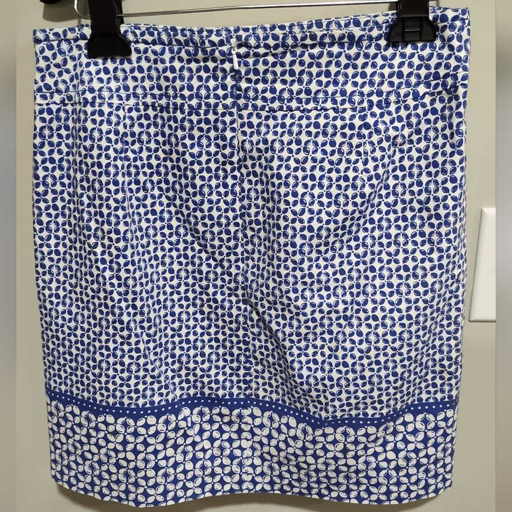 Talbots Navy Blue White Classic Knee Length Lined Office Pencil Skirt Size 12 - Picture 4 of 7